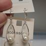 Silver Tone Necklace Pearl Drop Earrings Set New Image 4