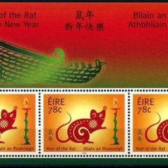 2008 Ireland Chinese New Year Year of the Rat Commemorative Stamps Miniature Sheet Mint Never Hinged (MNH)