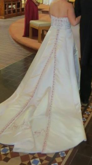 Wedding dress with red detail