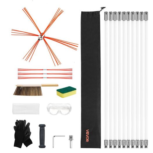10m Chimney Sweep Brush Kit with Flexible Rod