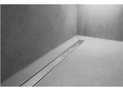 hansgrohe RainDrain Match shower channel 56037800 70cm, finish set, with height-adjustable frame, brushed stainless steel