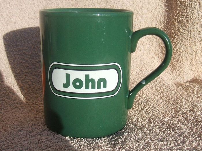 FAI EIRCOM (Football Association of Ireland) - personalised mug with name JOHN (early 2000s). Clean unused condition.