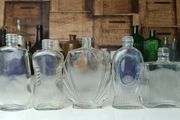 482 - Set of 5 Vintage Clear Glass Screw Top Collectible Decorative Bottles