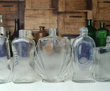482 - Set of 5 Vintage Clear Glass Screw Top Collectible Decorative Bottles