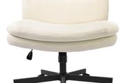 Velvet Desk Chair with Gravity Brake Wheels, Height Adjustable &amp; Cross Legged Chair, Wide Padded Seat Swivel Computer Chair for Home/Office, Supports 136KG