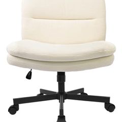 Velvet Desk Chair with Gravity Brake Wheels, Height Adjustable & Cross Legged Chair, Wide Padded Seat Swivel Computer Chair for Home/Office, Supports 136KG