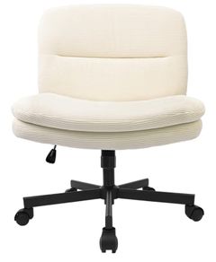 Velvet Desk Chair with Gravity Brake Wheels, Height Adjustable & Cross Legged Chair, Wide Padded Seat Swivel Computer Chair for Home/Office, Supports 136KG