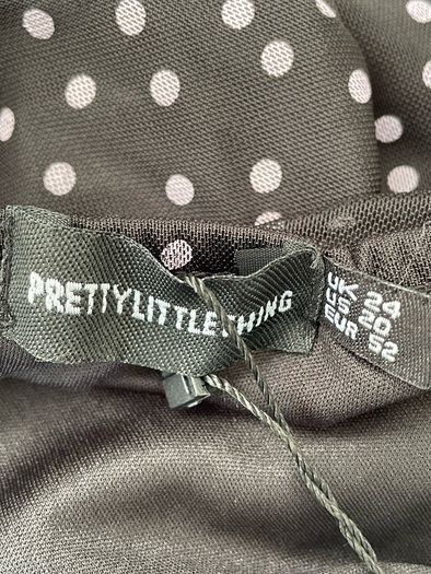 Prettylittlething  black polka dot ruched dress plus size new