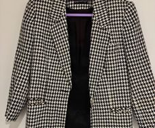 Vintage Giorgio SantAngelo Houndstooth Linen Blend Blazer Made in Romania XXS 32 4