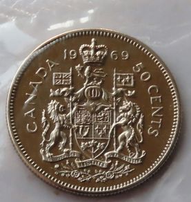 1969 Vintage Canadian Half Dollar Brilliant UNC