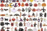 110Pcs Halloween Charms Gold Enamel Jewelry Making Charms for Halloween Bracelet Necklace Making and Decoration