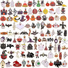 110Pcs Halloween Charms Gold Enamel Jewelry Making Charms for Halloween Bracelet Necklace Making and Decoration