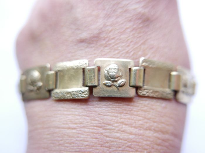 Victorian Rose Design , Antique, -stamped GOLDOID, Bracelet