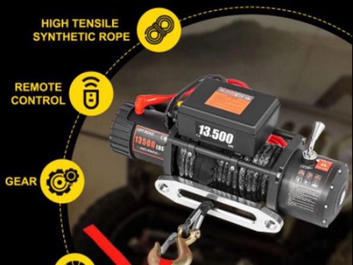 13500lbs Electric Synthetic Rope Winch 12v Recovery Truck Roller