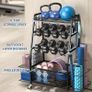 Weight Rack for Dumbbells - Widened Home Gym Storage Rack - Dumbbell Rack with 4 Flexible Wheels and Unique Storage on Both Sides Image 4