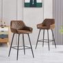 2 x Bar Stool with Faux Suede Cover, Sponge Padded Bar Chairs with Footrest Armrest High Stool with Metal Legs for Home Kitchen Counter and Bar Image 2
