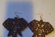 wooden tribal elephant head earrings