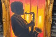 Vintage Saxophone Silhouette Portrait