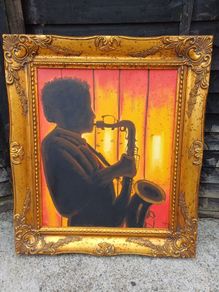 Vintage Saxophone Silhouette Portrait