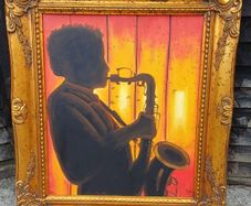 Vintage Saxophone Silhouette Portrait