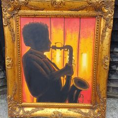 Vintage Saxophone Silhouette Portrait