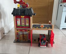 Wooden Hape fire station, engine and helicopter