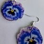 Majestic Lavender Pansy Floral Earrings Image 3