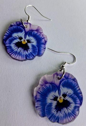 Majestic Lavender Pansy Floral Earrings