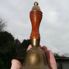 Vintage Brass Bell With Wooden Handle