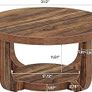 Round Coffee Table, 2-Tier Round Coffee Table with Storage Space, 80cm Modern Wooden Accent Table for Living Room, Thick Table Top and Base, Rustic Brown Image 2