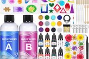 Epoxy Resin Kits for Beginners, 400ml Crystal Clear Resin, Resin Accessories with Resin Moulds, Dried Flowers, Resin Pigment, Glitter, Gold Leaf, Epoxy Resin Starter Kit for Jewelry Making (FREE POSTAGE)