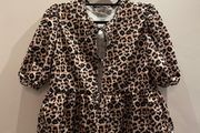 Leopard Peplum Tie Front Top Size 12!