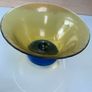 Reduced Vintage large 28cm diameter Centrepiece amber and blue glass pedestal bowl Image 4