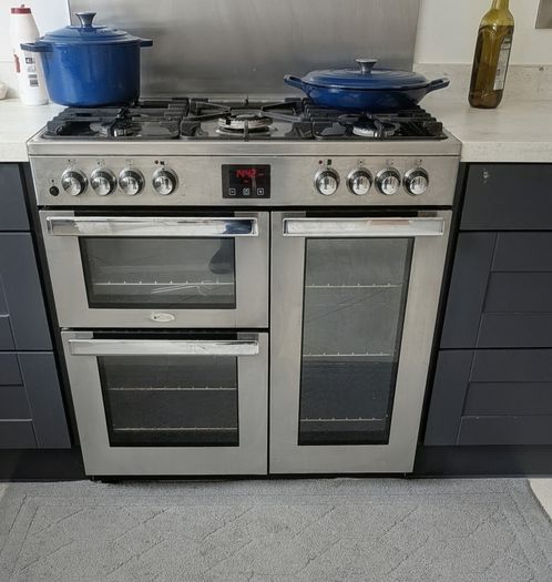 BELLING Cookcentre 90DF Dual Fuel Range Cooker - Stainless Steel & Chrome