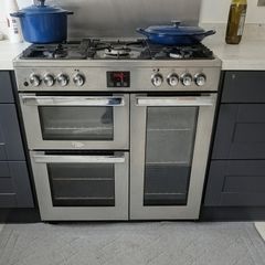 BELLING Cookcentre 90DF Dual Fuel Range Cooker - Stainless Steel & Chrome
