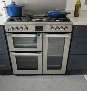 BELLING Cookcentre 90DF Dual Fuel Range Cooker - Stainless Steel & Chrome