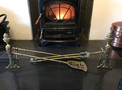 Antique Brass Fireplace Companion Set