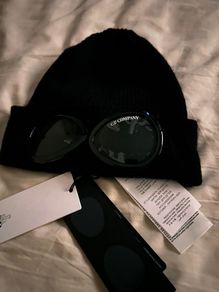 Unisex C.p Company Wool Goggle Beanie Jn black
