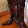 Women's Boot's Burgandy n Animal Print Size 40 Image 2