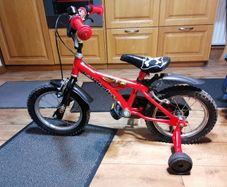 Kids bike, small boys bike with stabilisers. Pirates bike