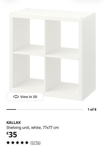 IKEA Kallax shelving unit - white - 77x77 cm