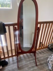long mirror tilt-able teak wood mirror , free standing