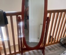 long mirror tilt-able teak wood mirror , free standing