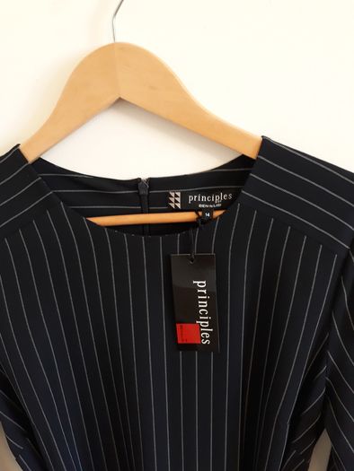 Principles Ben de Lisi dress, nayy, pinstripe, sz -14, new with tag