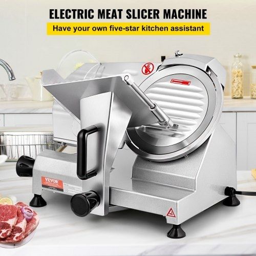 Commercial Meat Slicer, 200W Electric Deli Food Slicer, 350-400RPM Meat Slicer with 8" Carbon Steel Blade, 0 - 0.47 inch Adjustable Thickness