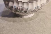 Vintage JB ironstone  Snow White gravy bowl Swirl Edge, Platinum Trim .
