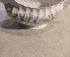 Vintage JB ironstone  Snow White gravy bowl Swirl Edge, Platinum Trim .