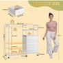 White Chest of Drawers with LED & Charger, Fabric Open Wardrobe 3 Large Drawers & Reversible Coat Hanging Rod &3 Open Shelves & Side Hooks, Lockable Wheels, Height-adjustable Base Shelf Image 9