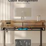 Standing Desk with Keyboard Tray & Storage Drawers, 120cm Height Adjustable Desk with Monitor Stand, LED Lights, Power Outlet and USB Ports for Home Office, Rustic Brown Image 8