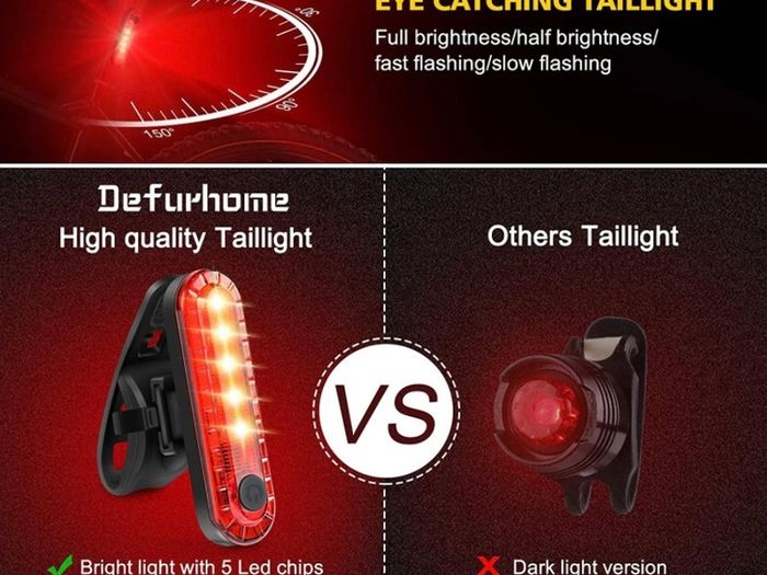 Super Bright Bike Light Set, Powerful LED USB Rechargeable Front Headlight and Back Taillight, 2000mah Lithium Battery, Waterproof, 4 Lighting Modes Mountain Road Bicycle Lights (FREE POSTAGE)